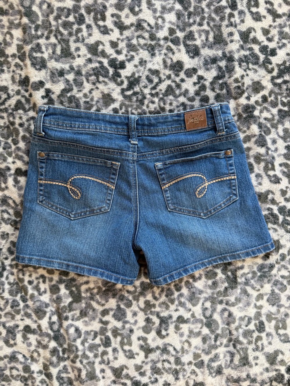 Justice Blue Denim Women's Jean Shorts with Contrast Pocket Stitching